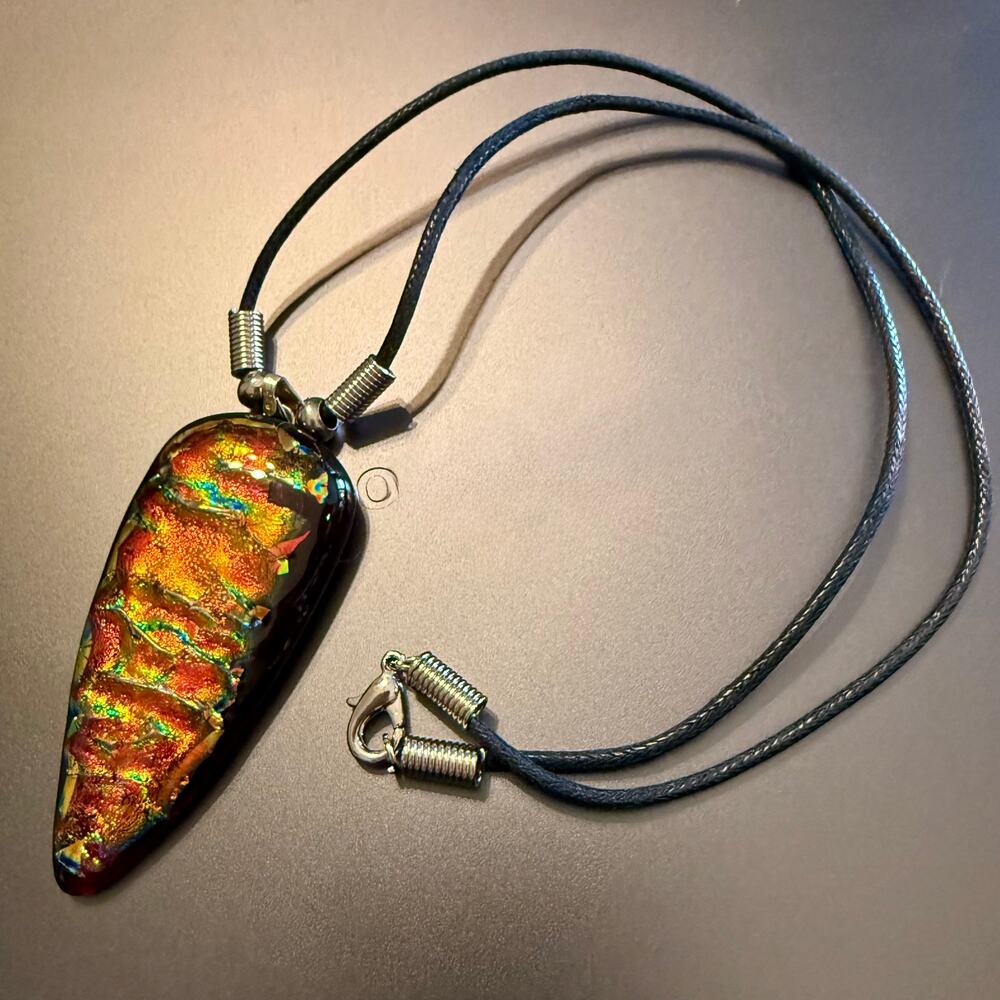 Vibrant Colorful Handcrafted Dichroic Glass Large Pendant - Picture 9 of 9